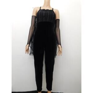 Pre-Owned Costume Medium Adult Black Winged Unitard Modern by Leo's